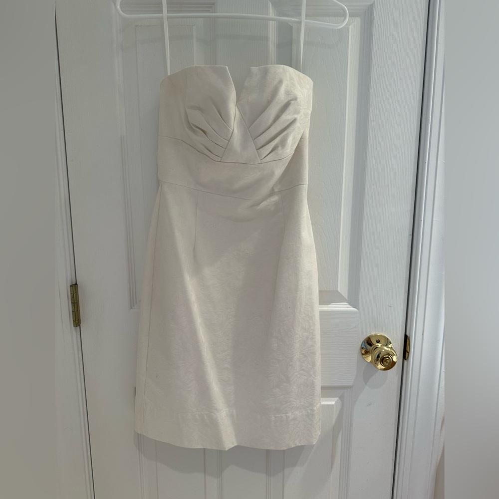White House Black Market Strapless Ivory Mini Dress